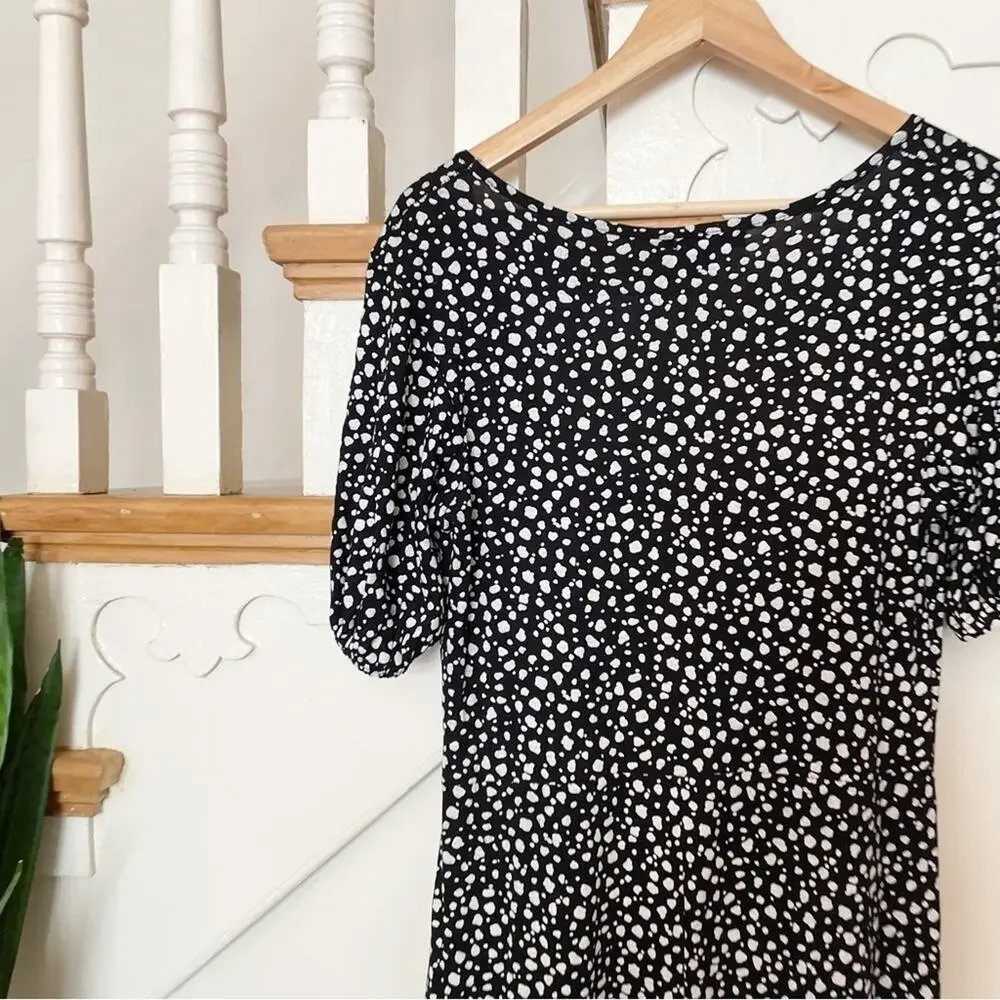 Nasty Gal Black White Jersey Abstract Spot Short Sleeve Jumpsuit Size 10 - Picture 9 of 9